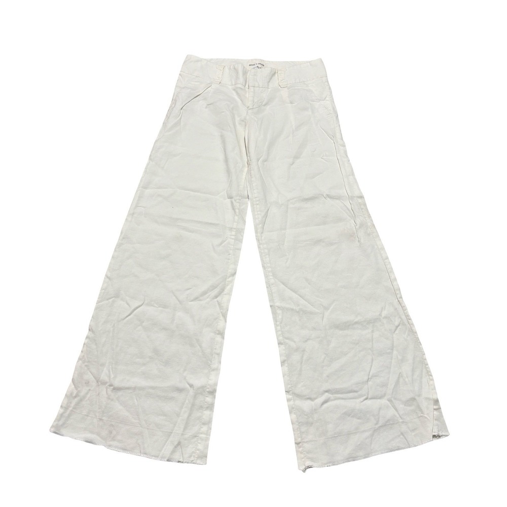 Alice + Olivia SCOOP Women's Wide Leg Baggy Linen Pants Beige *STAIN* Size 6